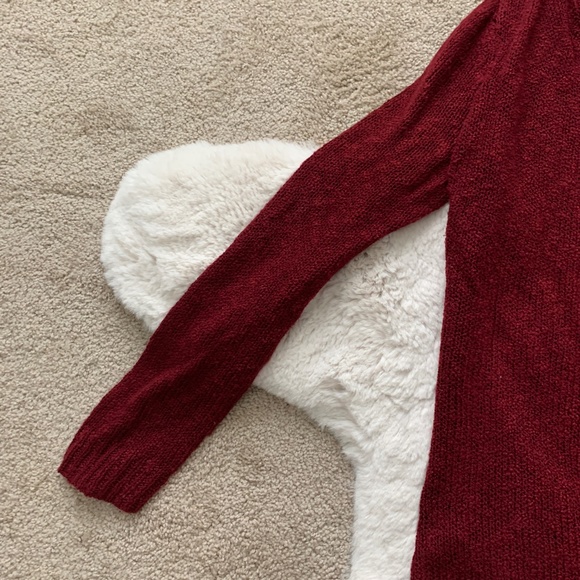 New Directions Maroon Open Front Lace Cardigan- M - Picture 6 of 11